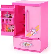 Kids Mini Refrigerator Toy Light Up Play Fridge with Opening Doors for Pretend Play, 3 X 4.7 Inches