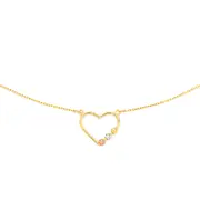 9ct Gold Tri Tone Diamond-cut Beaded Open Heart Trace Necklet