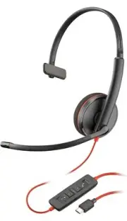 Poly 8M3Y3AA#ABA Blackwire 3210 Mono USB-C Headset Inline Control TAA PC MAC