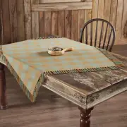 New Primitive Farmhouse RUSTY BROWN GREEN TABLE SQUARE Tablecloth Topper 40"