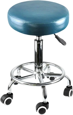 LEVEDE round Rolling Salon Stool, PU Leather 50-65Cm Height Adjustable Barber...