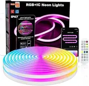 [UanTii] RGBIC Neon Rope Light Strip, Tuya WiFi Strip Lights,IP67 Waterproof, Music Sync, DIY Design, Compatible with Alexa,App and Voice Control (5m)