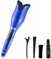 Automatic Hair curler Curling Iron with Tourmaline Ceramic Heater and LED Digital Mini Portable Curler Air Curling Wand Bluewithoutbox