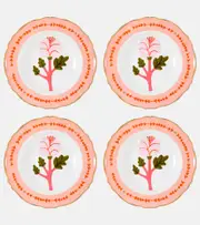 [Bitossi] Bitossi Botanica Rosa set of 4 porcelain soup plates
