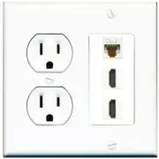 1 Port CAT6 2 HD Wall Plate-Round Outlet White