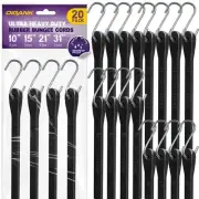 Bungee Cords with Hooks (20 Pack) Heavy Duty Outdoor Rubber Tarp Straps in 10...