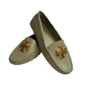 Tory Burch Everly Driver Loafer Size 9.5 Color Pine Frost Tumbled Calf Leather