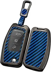 TECART Folding Key Fob Holder Case Keychain Accessories fit for Ford Mondeo Fiesta Focus C-Max Galaxy Kuga S-Max C-Max MK4 Ecosport Escape Focus 2 Falcon 3 Buttons Flip Key Box Shell Keyring Blue A