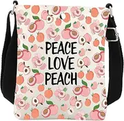 [BNQL] Peach Crossbody Bag Peach Gifts For Women peach lover gifts Peace Love sling bag Peaches Fruit Theme Cute Bags, White