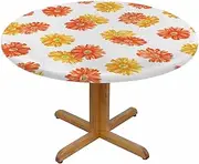Flower Round Tablecloth Gerbera Bloom Floral Waterproof Oil-Proof Table Cover Table Cloth for Indoor Dining, Outdoor Picnic Parties, Camping,Fits for Table 40-44" Inches