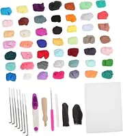 COHEALI 1 Set Colors Wool Felt Craft Kit DIY Wool Felting Material Complete Handmade Felt Needle for Creative Arts Crafts for Family Fun and Present Giving