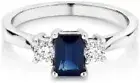 2Ct Emerald Cut Lab Created Sapphire Halo Engagement Ring 14K White Gold Plated