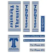Thruster - TRI POWER XL BLUE T on chrome decal set - old school bmx