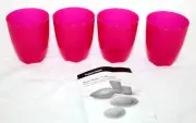 NEW Tupperware 4-pc Open House Collection Pink Stacking Tumblers Cups 8-oz #4792