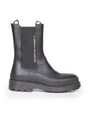 Black Leather Platform Chelsea Boots