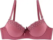 [Generic] Women's Push-Up Underwire Bra - Glossy Lace Sexy Cute Thin Underwear for Small Chest, Non-Removable Padded Sports Bra (Rose Gold-A, M)