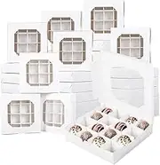 Abizarch 20pcs Chocolate Box Empty, White Pick and Mix Sweet Boxes with Inserts Clear Window and Divider 16-Compartments Treat Box, Sampler Boxes for Chocolate Sweet Assortment