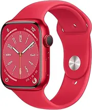 Apple Watch Series 8 [GPS, 45MM] Red Aluminium Case with Red Sport Band (Renewed)