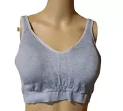 Playtex Sports Bra Women's Large Gray Nylon Stretch Soft Cups Adjustable Strap