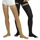 Compression stockings support stockings Black Sand Toe Foot open 2 Class 0403LUX