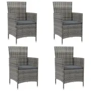 vidaXL Garden Chairs with Cushions 4 pcs Poly Rattan Grey