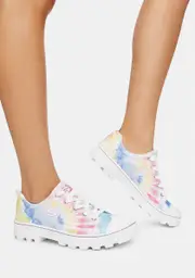 [Skechers] White Rainbow Berkeley Blocks Roadies Sneakers