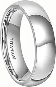 [TUTISS] 6mm 8mm Silver/Gold Titanium Rings for Men Women Fashion Jewelry Engagement Wedding Bands Domed Polished Shiny Comfort Fit