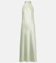 [Galvan] Galvan Sienna scarf-detail satin maxi dress AU 6 green