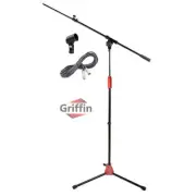 GRIFFIN Tripod Microphone Boom Stand Holder PACK XLR Cable Mic Clip Studio Stage
