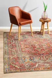 Rug Culture Crimson Multi Vintage Look Aztec Rug