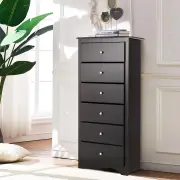 Costway6 Drawer Chest with Mental Knobs for Living Room-Brown