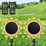 2Pcs Solar Sunflower Lights IP68 Stake Lights 16 Colors Remote Pathway Lights