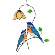 REAL Glass Art Stories Stained Glass Bluebird Suncatcher Moder Stained glass