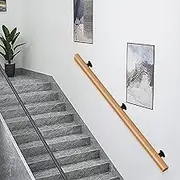 1ft~15ft Handrail for Indoor Stairs Railing Wall Mount Hand Railing - 500lbs Load Capacity, Safe Grab Bar Railing Non-Slip Stairs Handrail for Deck Loft Porch(8ft/240cm)