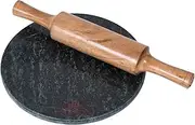 IBLAY Green Marble Chakla with Wooden Belan/Rolling Pin Board/Roti Maker/Chakla Belan/Chapati Maker for Kitchen | Full Finished Marble Roti Maker (10in)