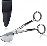 SPEEDWOX Duckbill Scissors for Art, Duckbill Applique, Double Bent Curved Offset Handle Scissors with Pouch Sleeve for Embroidery, Fabric, Thread, Knitting, Sewing, Arts and Crafts