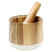 TableCraft Elements Collection Marble & Acacia Mortar & Pestle