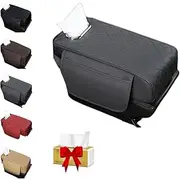 Walquicks 1 Pcs Memory Foam Car Armrest Cushion, Leather Car Armrest Box Pad, New Car Center Console Cushion, with Pocket and Tissue Box for Most Cars Black New Car Center Console Cushion