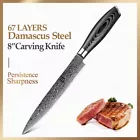 Carving Knife 67 Layers Damascus Steel Wood Handle Premium Cut Chef Slicing Beef