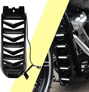 KAKABAS Black Chin Fairing Spoiler with LED Lights Compatible with Harley Softail Breakout Street Bob Fat Bob 2018-2023,Front Lower Radiator Protection Cover Assembly