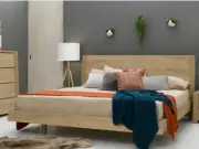 DOUBLE BED WITH FLOATING BASE - BRUSHED ELM