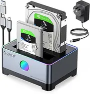 ORICO RGB USB 3.1 to SATA Hard Drive Docking Station Aluminum Alloy with Duplicator/Clone Function for 2.5/3.5 inch Hard Drive Dock Support 36TB-Include 10Gbps Type-C/Type-A Cable-5528C3-C