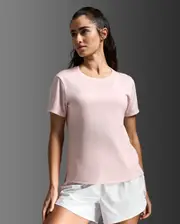Aero Tee, 2XU, XL, Pink Frost/PinkFrostReflective, Female