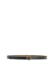 Pinko Women's Love Berry H2 Black & Green Leather Reversible Belt
