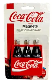 Vintage 1995 Coca-Cola Coke 3 Bottle Pack Magnets 4 piece Set - NEW