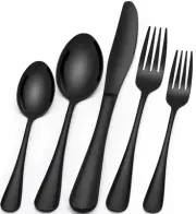 20-Pcs Black Silverware Set Black Flatware Set for 4 Food-Grade Stainless Steel