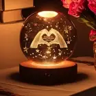 3D Crystal Ball Night Light, 16 Colors 4 Modes, Remotely Controlled, Night Li...