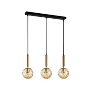 CLA Lighting TRATTINO1 Interior Bronze Amber Spherical Glass Brass Highlight Pendant Light- 3 lits Straight