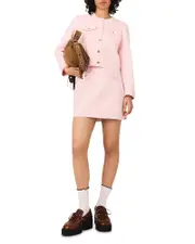 Maje Short Topstitched Knit Skirt