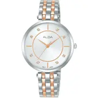 在飛比找momo購物網優惠-【ALBA】簡約優雅風晶鑽女錶-玫瑰金x銀 32mm(ARX